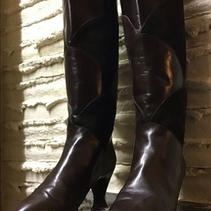 Dark chocolate suede & leather dressy tall boots